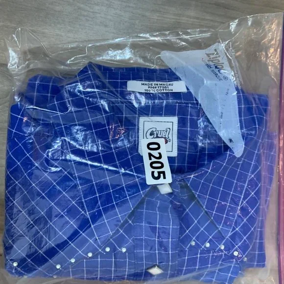 Cruel Girl Long Sleeve Blue White Check Western Shirt M - Picture 12 of 12